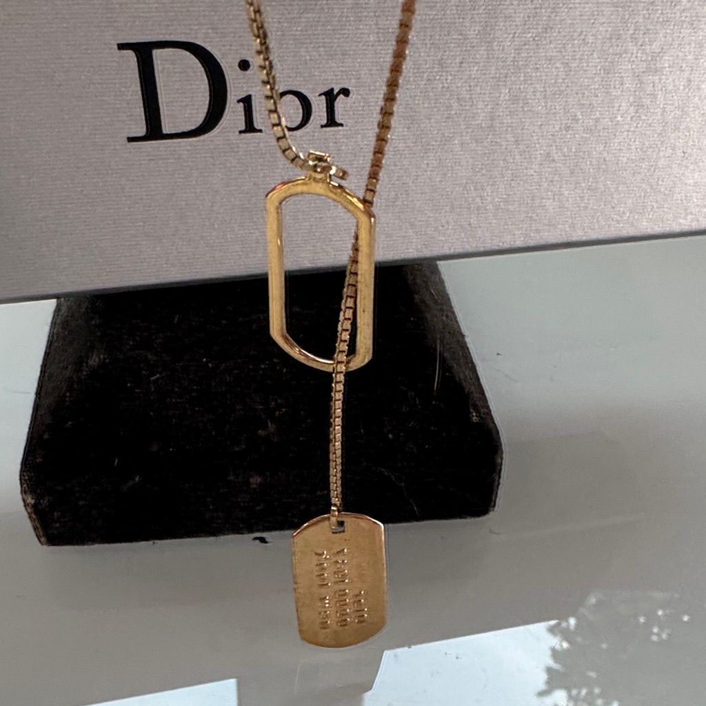 Dior Gold Dogtag Necklace Highly Gift Able!! With The Box